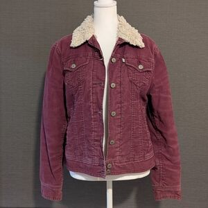 Vtg Levi's Original Corduroy & Sherpa Jacket Purple Burgundy Mauve Size M